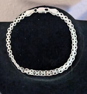 Vintage FAS Italy 925 Sterling Silver Double Link Chain Bracelet 7" 4g